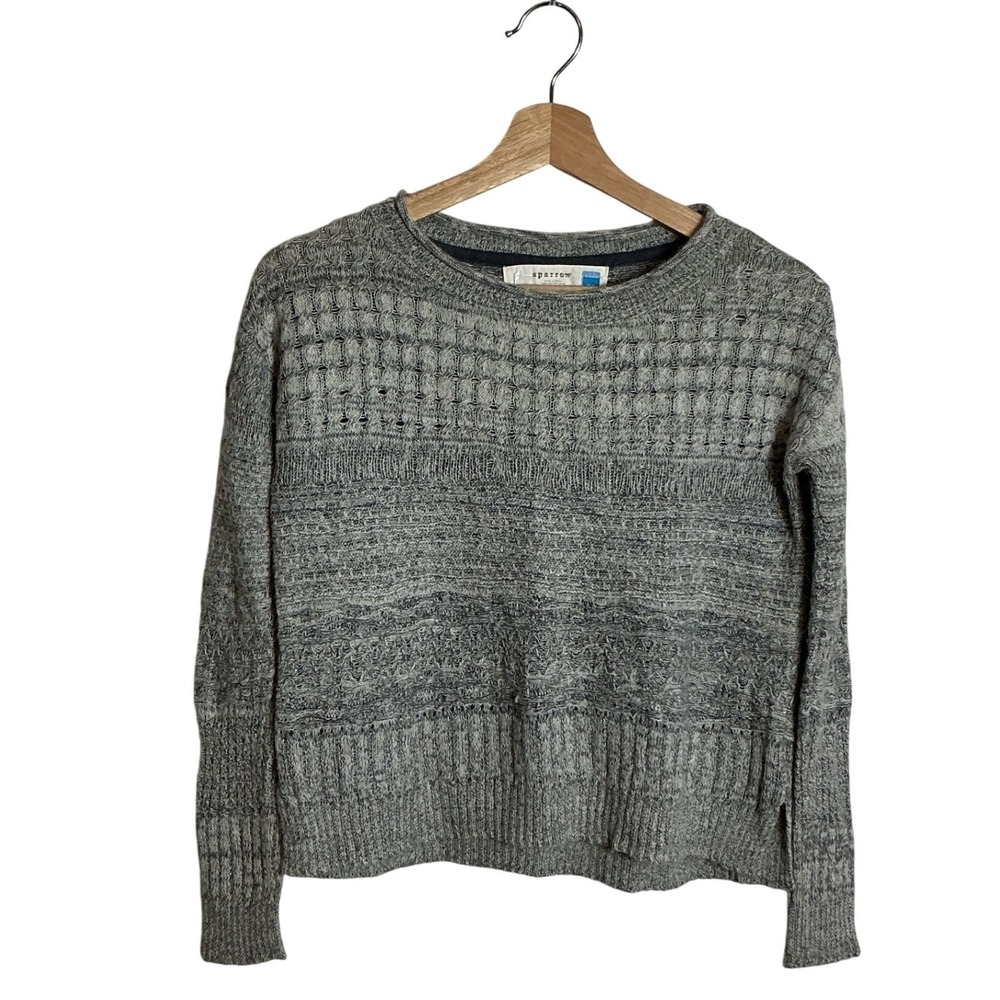 Anthropologie Sparrow XS Mohair Blend Gray Lightweight Sweater Roll Neck Relaxed